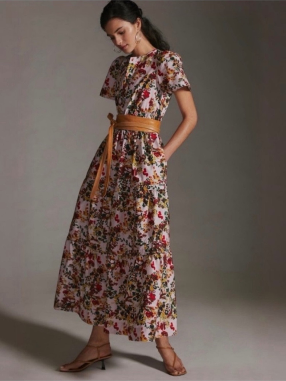 Anthropologie Somerset Floral Smocked Maxi Dress Pink Rose Small Cottagecore NWT - Picture 6 of 8